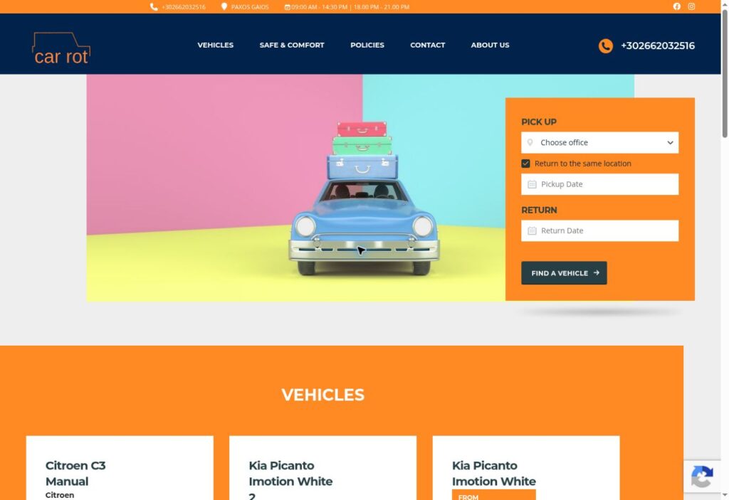 Carrot Hire — screenshot από τη live ιστοσελίδα