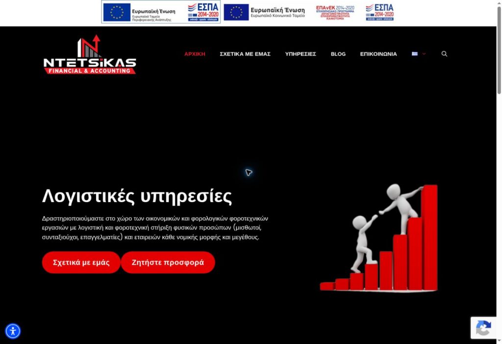 Ntetsikas Financial — screenshot από τη live ιστοσελίδα